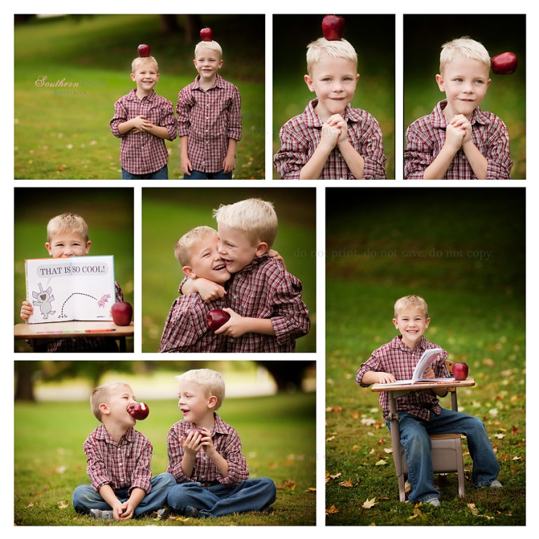 brothers eating apples and enjoying a beautiful fall evening knoxville child photography