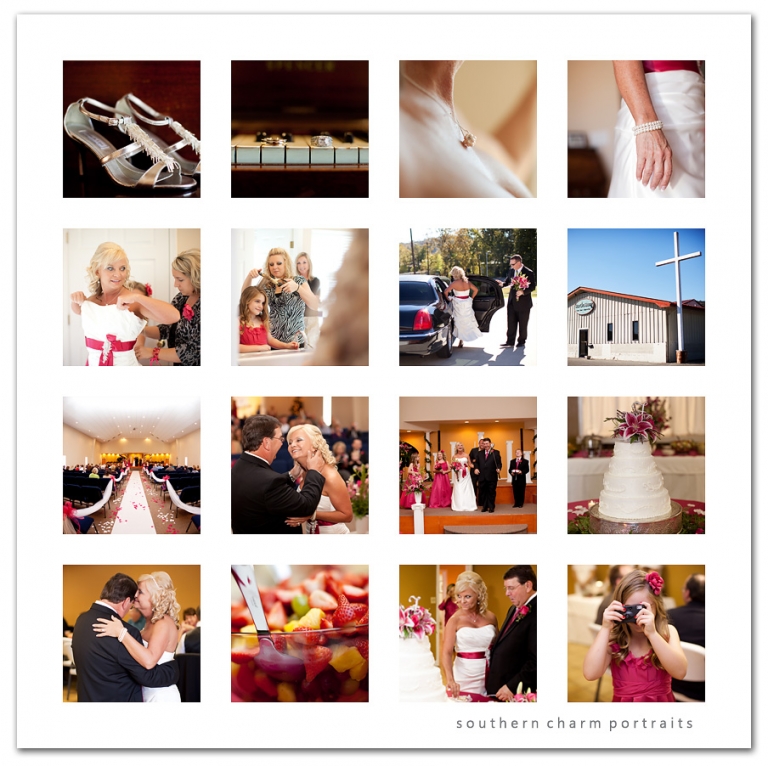 lafollette, tennessee wedding at new life church withs lots of details like shiny shoes, pearls, limo, cake, dance, and disposable cameras