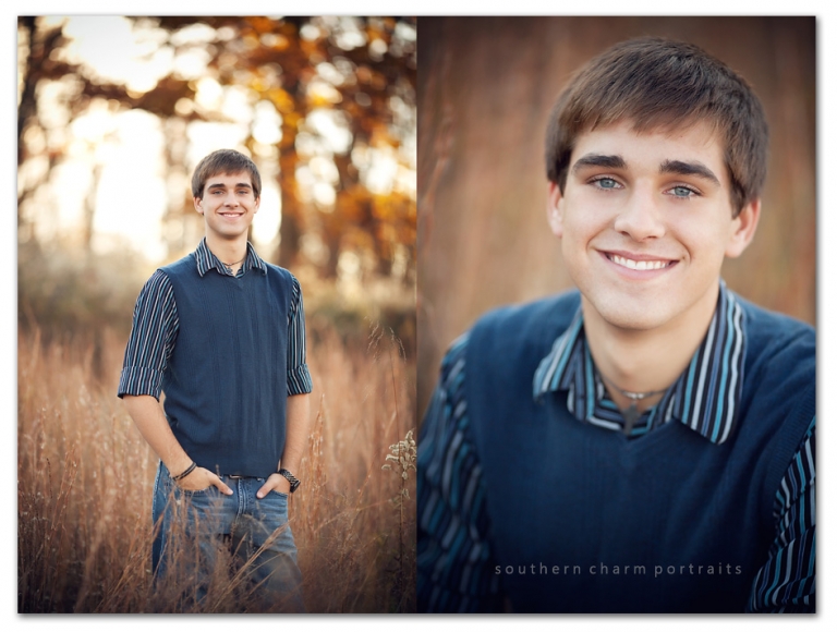 blue sweater and eyes high school senior boy fall portraits