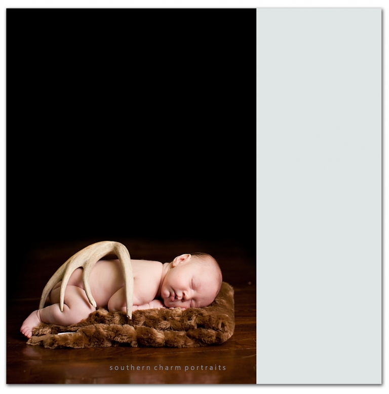 newborn with deer antlers daddy is a big deer hunter