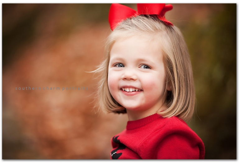 four year old ryen big red bow in hair