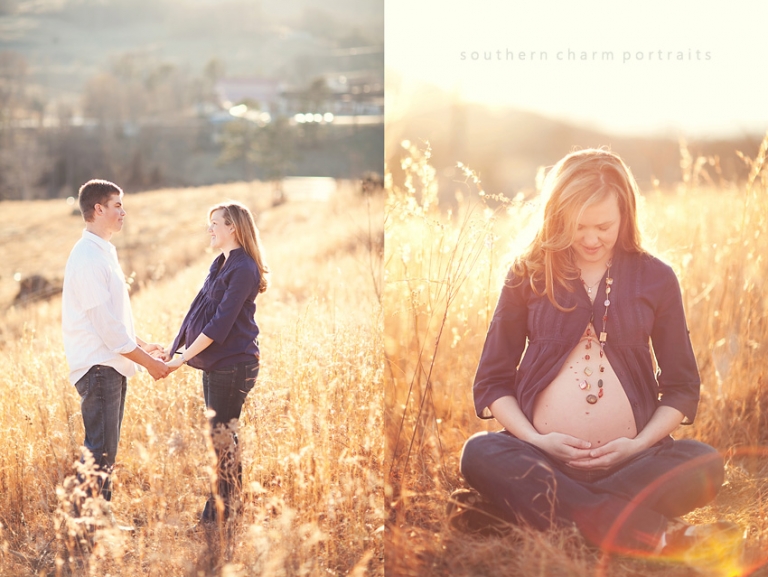 button up shirt left open with long necklace is a complimentary piece for a maternity session
