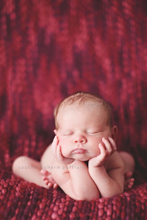 baby posing in portrait studio