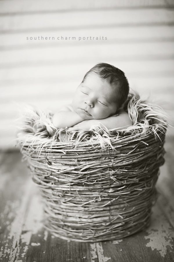 baby sleeping in basket