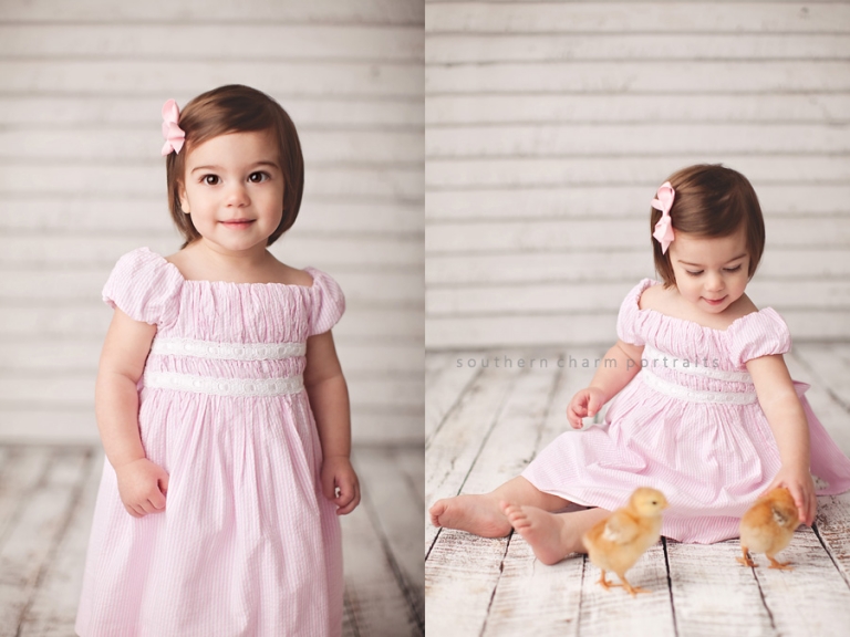 baby girl in easter dress