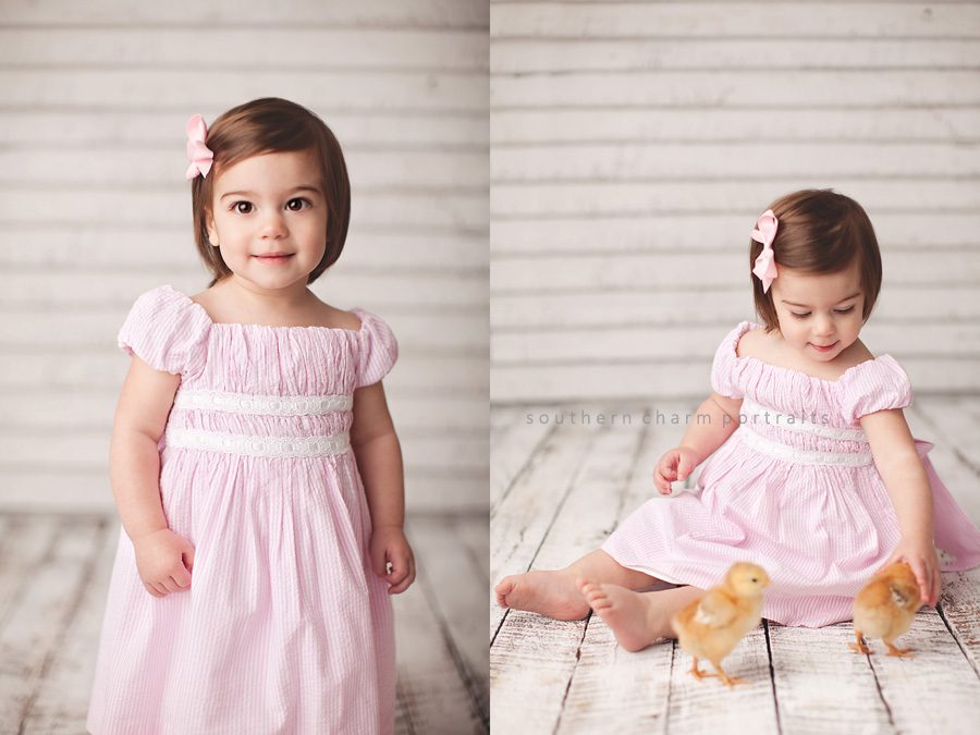 baby girl in easter dress