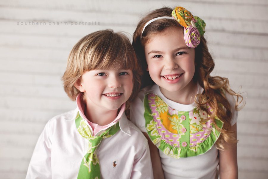 boy and girl wearing polkadaisies clothing