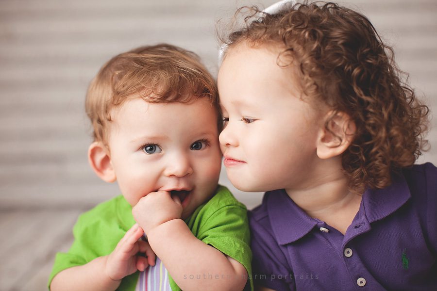 big sis loving on little bro