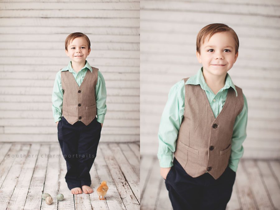 little boy with hands in pockets