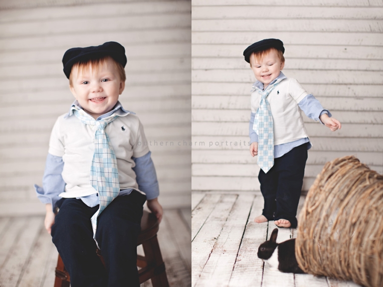 little boy smiling in easter tie