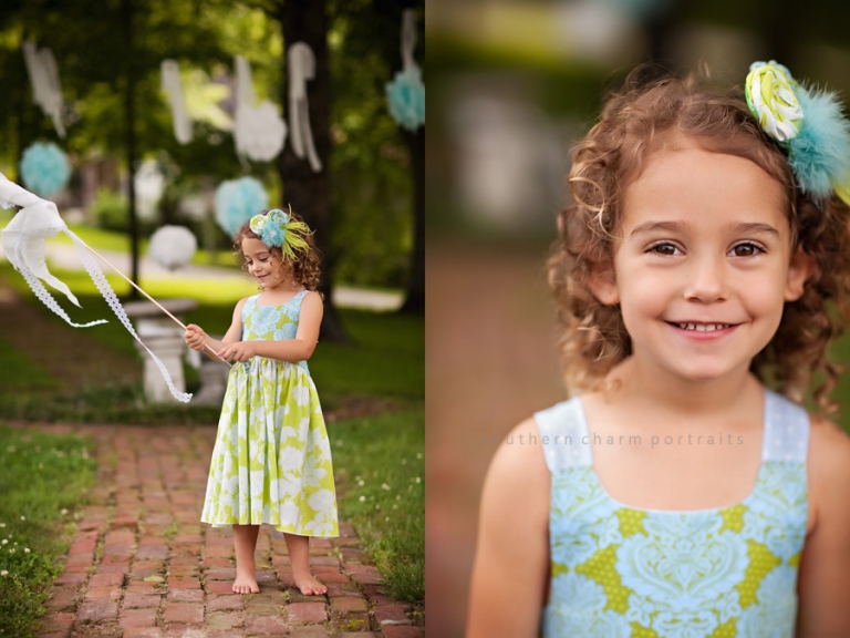 little girl modeling polkadaisies halter dress at commercial photoshoot